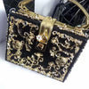 High-Grade crystal Evening Bag Female New Hollow Out Metal Carved Flower Diamond Handbag Box Fashion Chic Shoulder Crossbody Bag