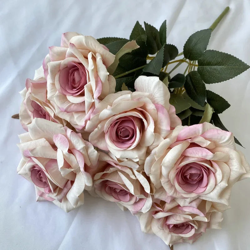 41CM 7 Forks Silk Screen Diamond Rose Artificial Flower Wedding  Living Room Decoration Road Guide Bouquet, Artificial Flower