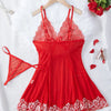 Short Sexy Deep V Women's Nightgown Embroidered Dress Fashions Pajamas Free Thong Night Sleepwear Suspender Baby Doll Lingerie