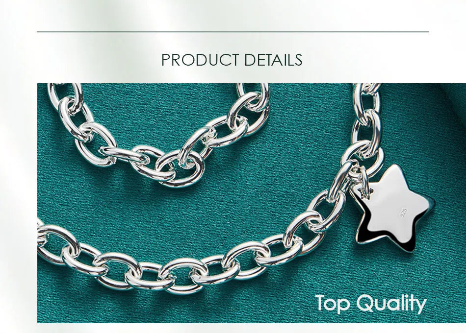 DOTEFFIL 925 Sterling Silver Star Pendant 18 Inch Chain Necklace For Woman Wedding Engagement Fashion Jewelry