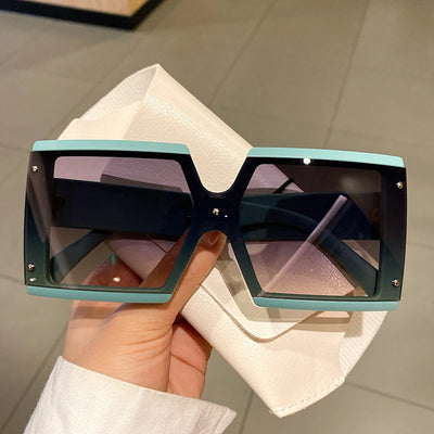 KAMMPT Square Oversized One-pieces Sunglasses Men Women Trendy Gradient Goggle Eyewear Fashion Luxury Brand Design Sun Glasses
