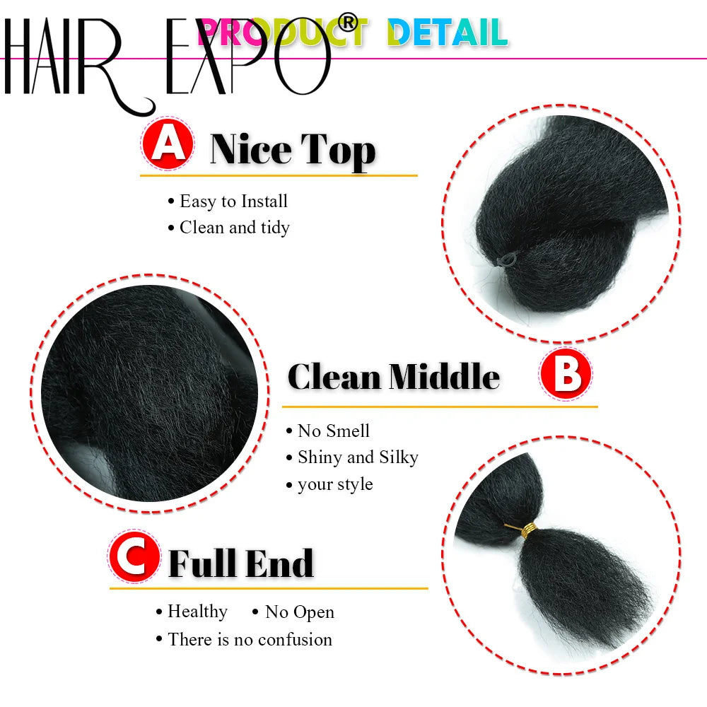 26Inch Vixen Crochet Bulk Hair Synthetic Jumbo Braids Fluffy Yaki Straight Crochet Hair Afro Kinky Curly Braiding Hair Extension