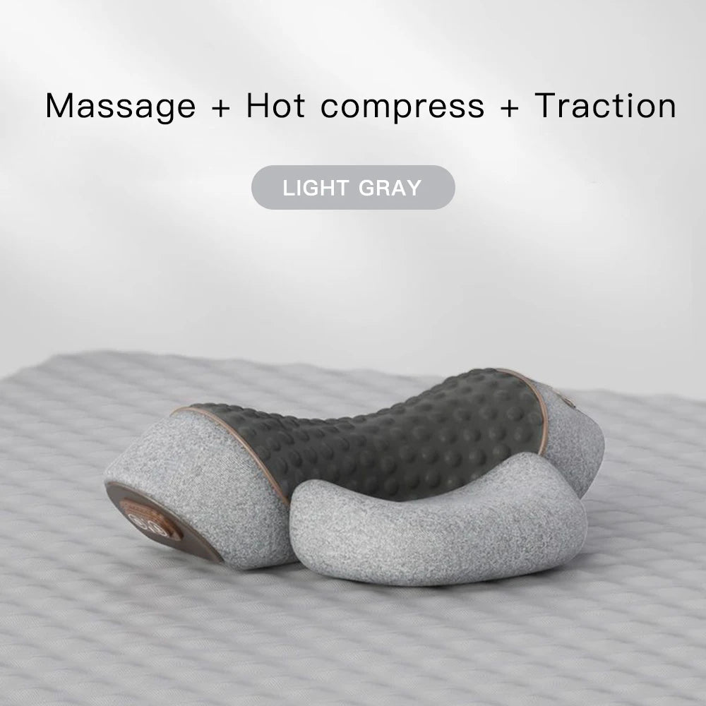 Neck Massager Pillow Cervical Orthopedic Pillow Lifting Traction Relax Hot Compress Vibration Massage Neck Pain Relief