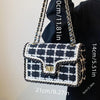 Black & White Plaid Casual Shoulder Bag Crossbody Handbag Women's Shoulder Bags Handbags With Top Handle Fashion Square Bag