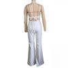 HLJ Elegant Beaded Patchwork Bodycon Jumpsuits Woman Sleeveless Backless Flare Pants One Piece Romper Female Streetwear Overalls