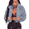 Fashion Faux Fur Open Stitch Lapel Crop Jackets Women Clothing Autumn Winter Solid Long Sleeve Warm Furry Fluffy Coat Outer Wear