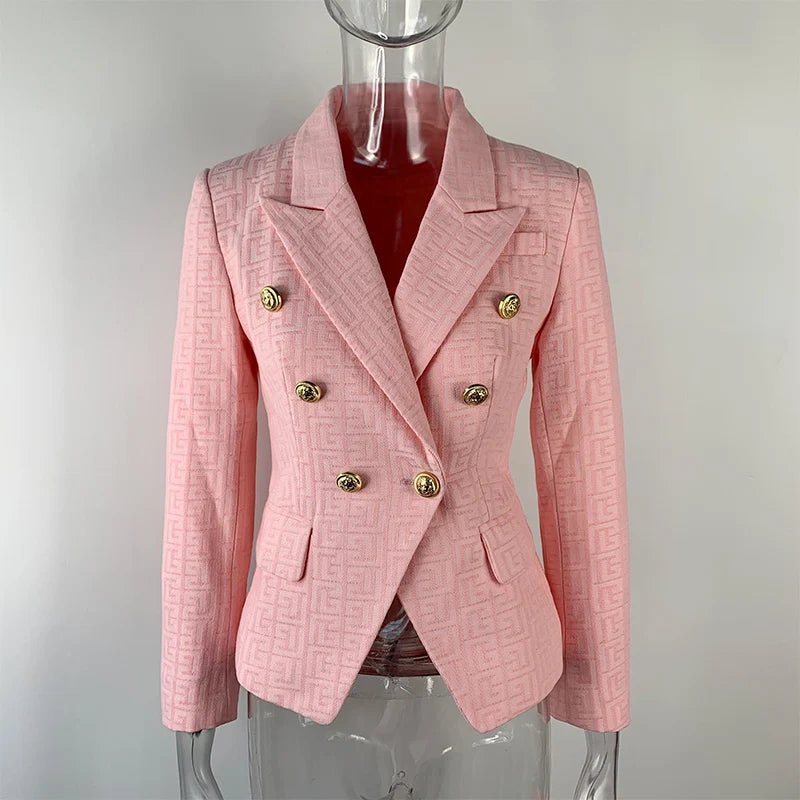 HarleyFashion 2024 Luxury Spring Collection Texure Pattern Formal Jacket Women Blazer