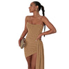 Dulzura Bling Glitter Sexy Y2K Clothes Sleeveless Backless Corset Ruched Bodycon Mini Dress For Women Club Party Elegant Outfits