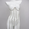 Women's Evening Corset Rhinestone Lace-up Corset Underbust Mesh Bustier Crop Top Bodices Sexy Lingerie Women Body Shaper