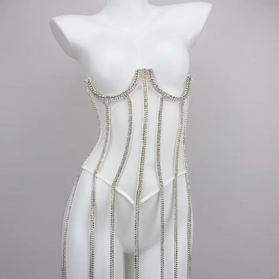 Women's Evening Corset Rhinestone Lace-up Corset Underbust Mesh Bustier Crop Top Bodices Sexy Lingerie Women Body Shaper