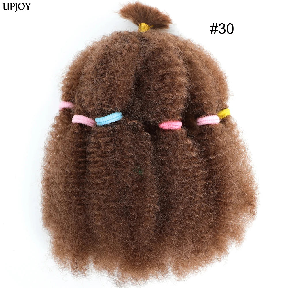 Afro Kinky Curly Hair Bulk Synthetic 12inch Ombre Marley Twists Braiding Hair #1B 4 27 30 33 99J Green Ombre Purple Brown Colors