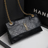 New Xiaoxiangfeng Ling grid chain genuine leather Ling grid bag armpit diagonal cross bag