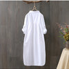 Women Cotton Embroidery Loose Long White Shirts 2025 Spring Autumn New Casual Office Lady Blouse Female Top Loose shirt