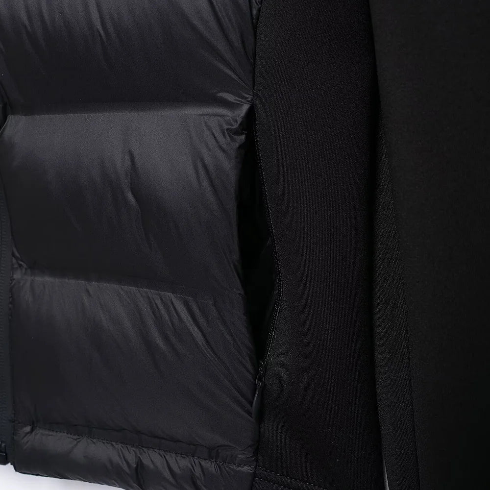 Hooded Patchwork Padded Jacket Coat with Pockets for Women, Long Sleeve, Front Zipper, Female Outerwear, Chic Tops, Fashion