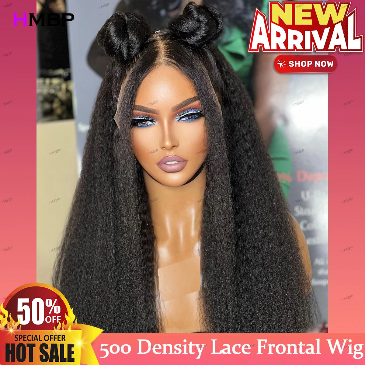 500 Density 13×6/360 HD Lace Front Wig Kinky Straight Glueless Lace Frontal Wig Human Hair Ready To Go Preplucked Hair For Women