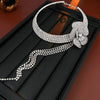 Rhinestone Multi Layered Flower Fringe Necklaces for Women Occidental Exquisite Temperament Advanced Personality Luxury Jewelry