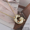 MHS.SUN New Leopard Bubble Letter Necklace Gold Plated Chunky Bubble Zircon 26 Initial Pendant Necklace Women Fashion Jewelry