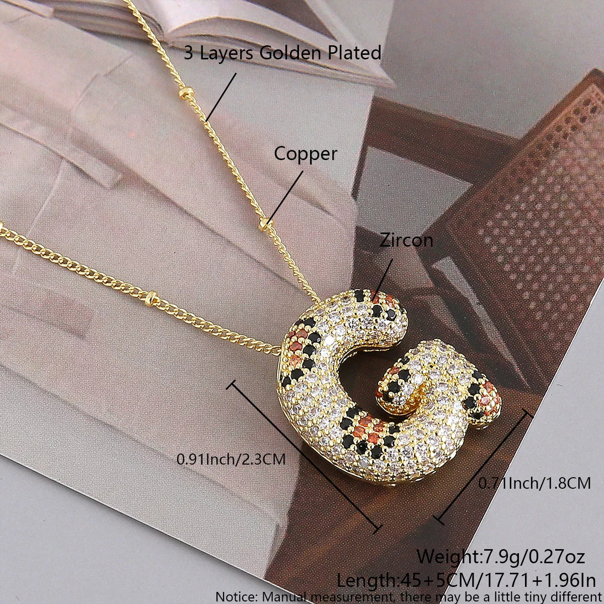 MHS.SUN New Leopard Bubble Letter Necklace Gold Plated Chunky Bubble Zircon 26 Initial Pendant Necklace Women Fashion Jewelry