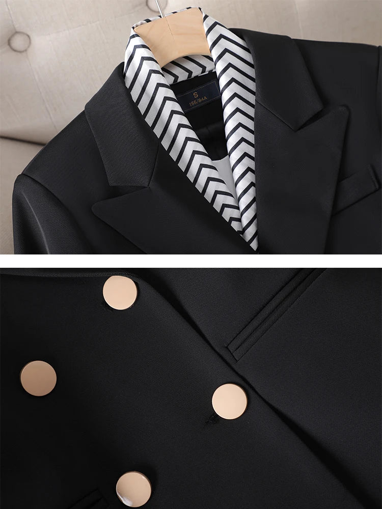 Fashion Women Blazer Ladies Fall Winter Black Red White Long Sleeve Double Breasted Slim Female Jackets Coat