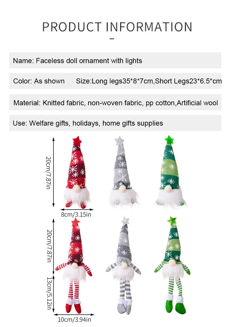 Glowing Gnome Christmas Faceless Doll Plush Toys 6 Styles Santa Claus Merry Christmas New Year Gifts Navidad Natal Home Decor