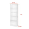 5-Shelf Bookcase with Adjustable Shelves,Solid Wood/Closed Back/Display Bookshelf for Living Room,Bedroom,Home and Office,White