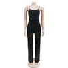 HBLL Women Club Outfits Spaghetti Strap Bodycon Jumpsuits Sparkly Rhinestone Romper Birthday Night Out One Piece Clubwear