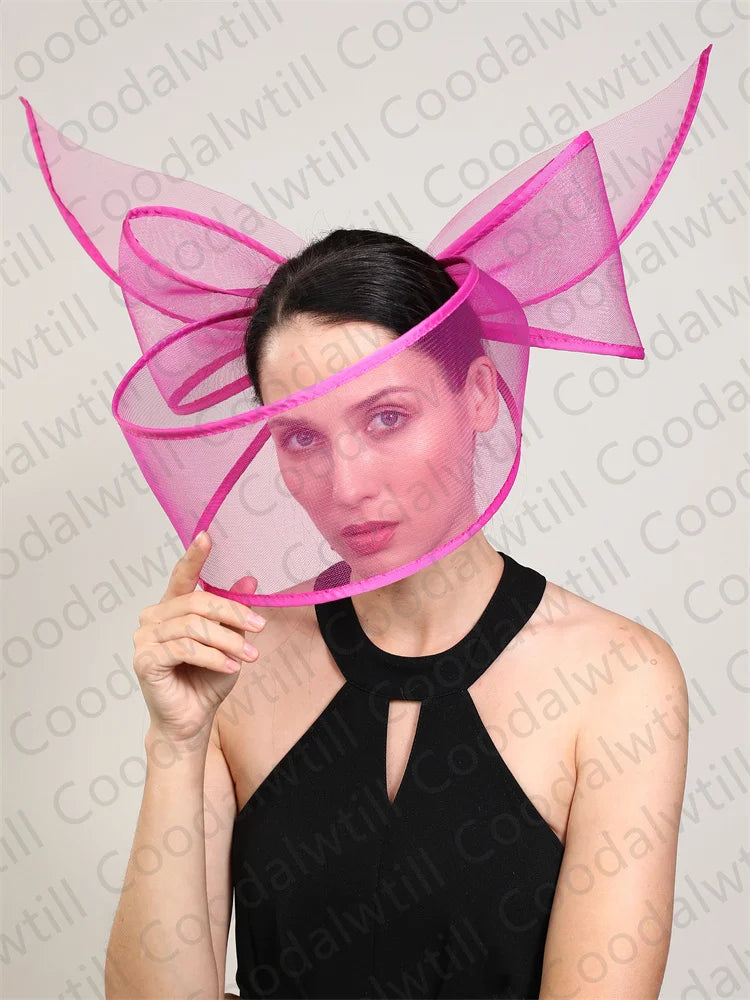 White Net Wedding Fascinator Elegant Hat Women Kentucky Derby Race Headpiece Fashion Party Mesh Chapeau Cap For Ladies Event