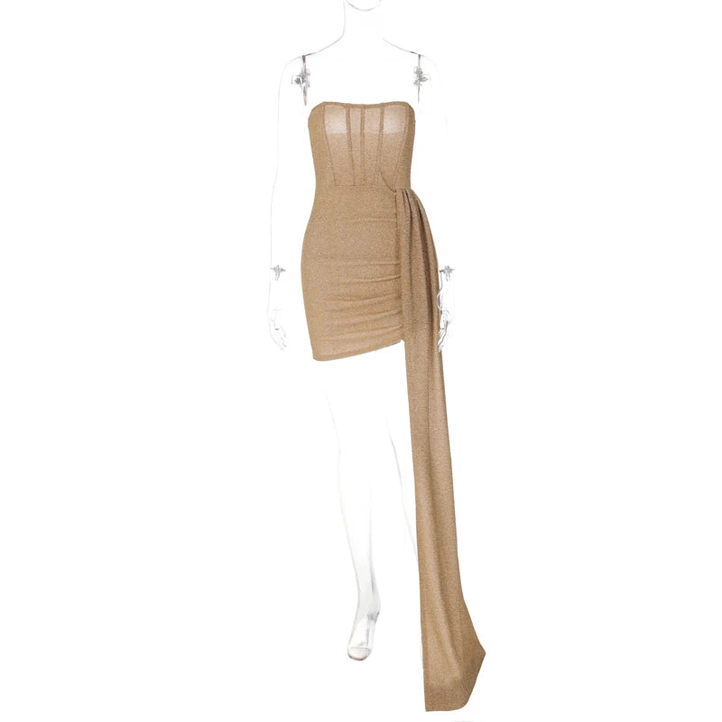 Dulzura Bling Glitter Sexy Y2K Clothes Sleeveless Backless Corset Ruched Bodycon Mini Dress For Women Club Party Elegant Outfits