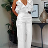 Wmstar Women's Two Piece Set V Neck  Solid Short Sleeve Office Lady Summer Office Lady Sexy Matching Suit Wholesale Dropshipping