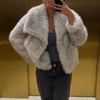 TRAF 2024 Woman Autumn Winter Faux Fur Coat Plush Fluffy Women's Jacket New in Outerwears White Red Gray Black Wool Blends Coats