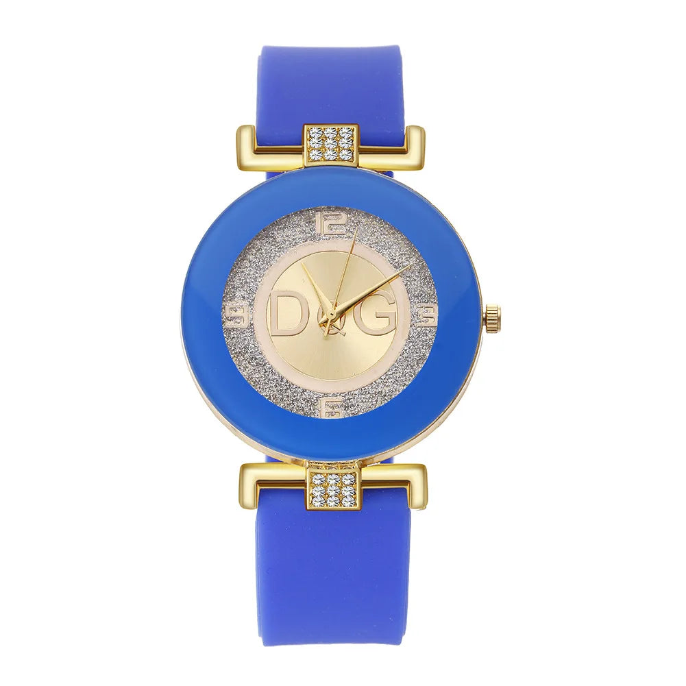 Luxury Top Famous Designer DQG Brand Women Watches White Silicone Bracelet Diamond Digital Ladies Waterproof Quartz Wristwatches