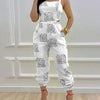 New Summer Fashion Printed Sleeveless Jumpsuit Sexy Hollow Backless Lace Up Long Jumpsuits Elegant Casual Jumpsuit With Pocket