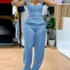 Chic Women Suit Y2k Sexy Two Piece Set Summer Sleeveless Slim Vest And Wide-leg Trouser Sets Elegant Solid Pants Women's Outfit
