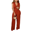 Elegant Jumpsuits & Rompers for Woman 2024 New Turn Down Collar Sleeveless High Waisted V Neck Straight Female Birthday Overalls