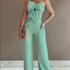 2024 Summer Fashion White Jumpsuit Women Floral Pattern Shirred Hollow Out Casual Asymmetrical Neck Pocket Backless Jumpsuits