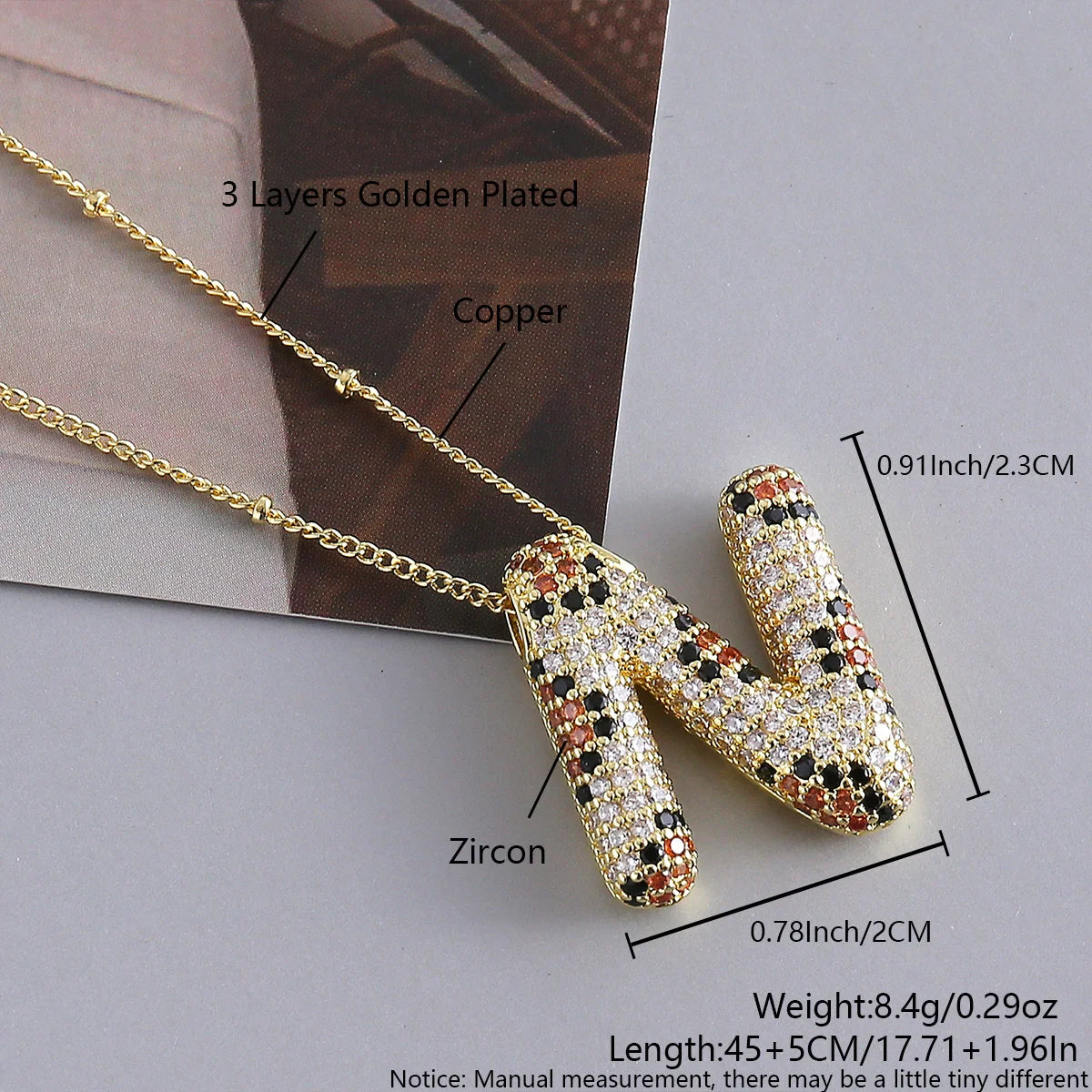 MHS.SUN New Leopard Bubble Letter Necklace Gold Plated Chunky Bubble Zircon 26 Initial Pendant Necklace Women Fashion Jewelry