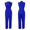 Elegant Jumpsuits & Rompers for Woman 2024 New Turn Down Collar Sleeveless High Waisted V Neck Straight Female Birthday Overalls