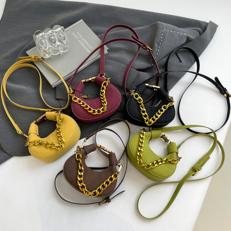 LEFTSIDE Mini PU Leather Saddle Shoulder Bag for Women 2024 Winter New Trend Y2K Handbags and Purses Females Crossbody Bags