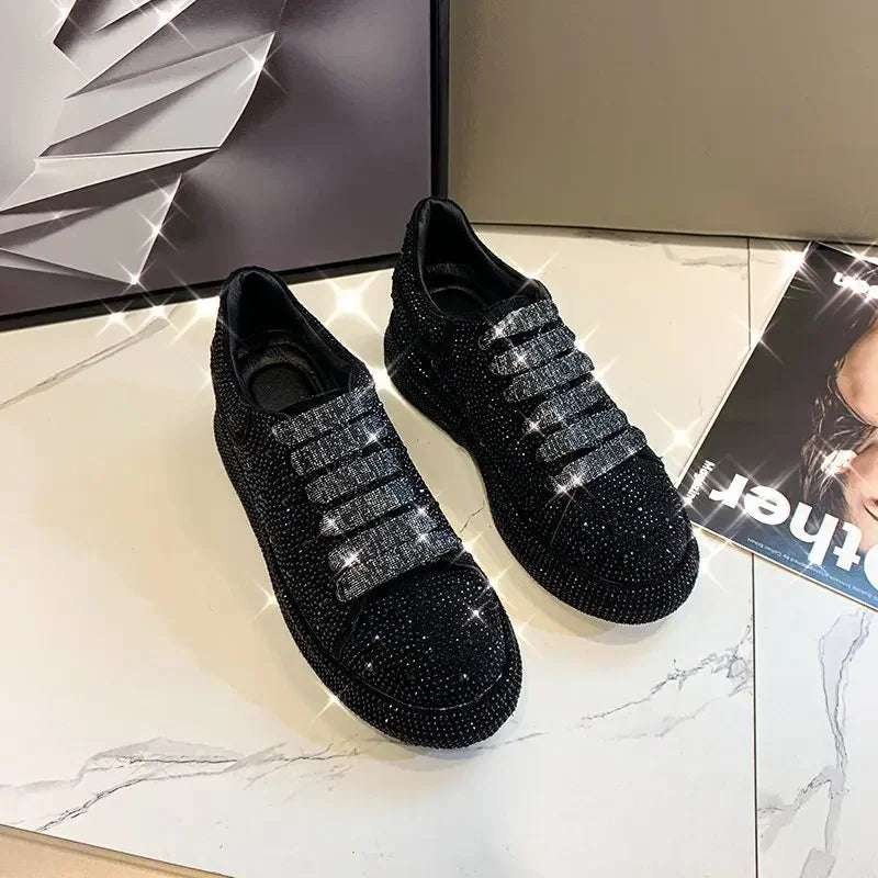 Brand Women's Sneakers Luxury Rhinestones Women Causal Shoes Designer Platform Sport Shoes Fashion Comfort Women Shoes Plus Size