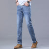 Spring Men's Light Blue Slim Jeans Stylish Casual Stretch Fabric Denim Pants Classic Trousers Smoke Gray