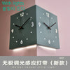 Creative Light Sensor Corner Wall Clock Square Simple Double Sided Wall Clock with Arabic Numeral Scale Analog Silent Wall Clock