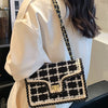 Black & White Plaid Casual Shoulder Bag Crossbody Handbag Women's Shoulder Bags Handbags With Top Handle Fashion Square Bag