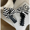 Oversize Bowtie Mule Shoes Women Fashion Pointed Toe Stripe Wave Slip-on Sandals Ladies Luxury Satin Silk Outdoor Flat Slippers