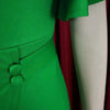 Dress Women Mid Length Dresses Green Slim Ruffles Bodycon Round Neck Short Sleeve Sexy Elegant Party High Waist Vestidos