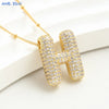 SUNSLL Cubic Zircon A-Z 26 Bubble Letter Necklace 2 Sizes Gold Plated M Chunky Balloon Initials Pendant Women Chain Jewelry 2024