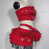 Punk Style Vintage Woman 2 Piece Sets Y2k Design Strapless Crop Tops + High Waist Ruffle Skirt Female Party Korea Style Outfits