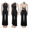 Joskaa 2025 Summer Elegant Hollow Halter Lace-Up Jumpsuits Women Hipster Sexy Backless Skinny One Piece Rompers Party Clubwear