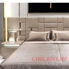 MANBAS Luxury Modern King Size Bed with Soft Upholstered Headboard and Storage Nightstands - Genuine Leather Bedroom Furniture