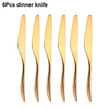 6/16/20/24Pcs Gold Tableware Stainless Steel 304 Cutlery Set Western Dinner Set Mirror Knife Fork Spoon Smooth Handle Flatware