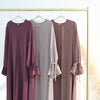 2025 Premium Nida Ruffle Sleeves Women Muslim Dress with Front Zipper Ramadan Abaya Islam Clothing Maxi Dress Female Modest Robe